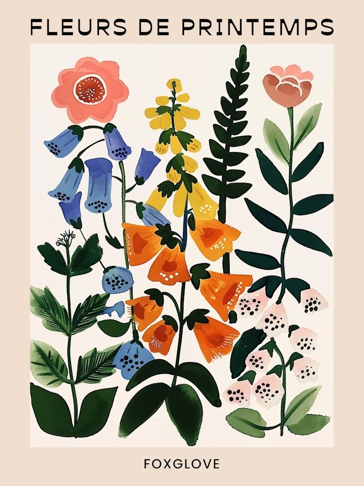 Spring Floral French Poster  Foxglove 3
