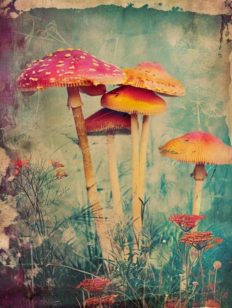 Retro Kitsch Mushroom Collage 3