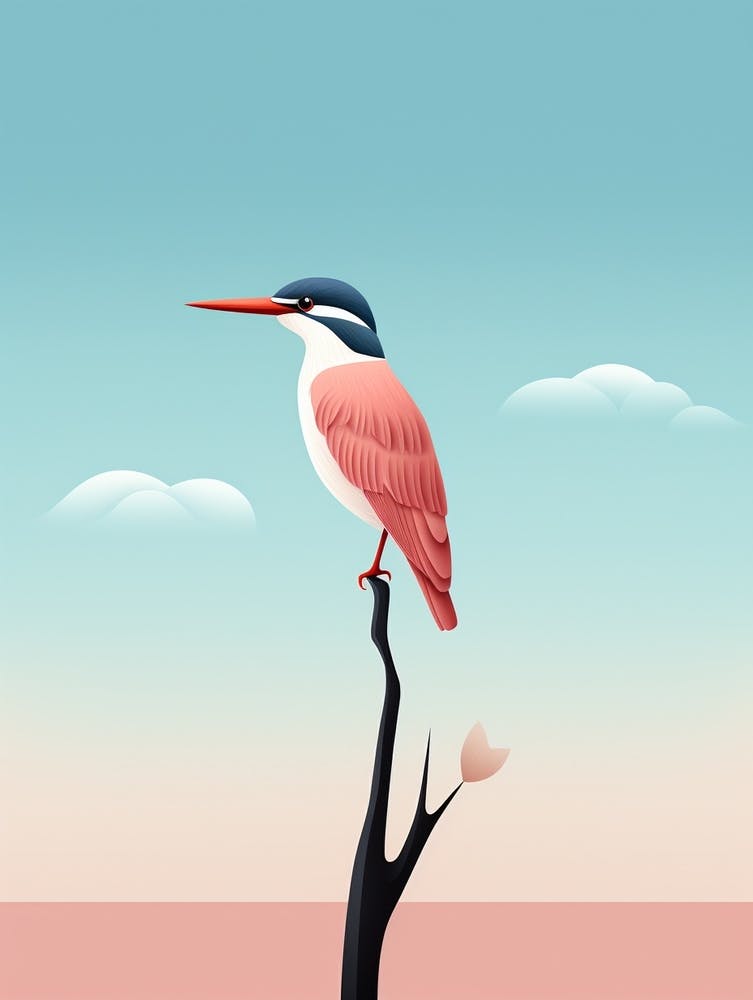 Minimalist Kingfisher 2 Illustration
