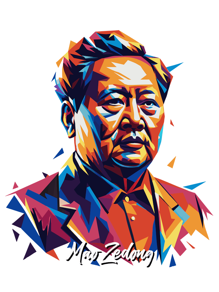 Mao Zedong 01 Porträt WPAP Pop Art