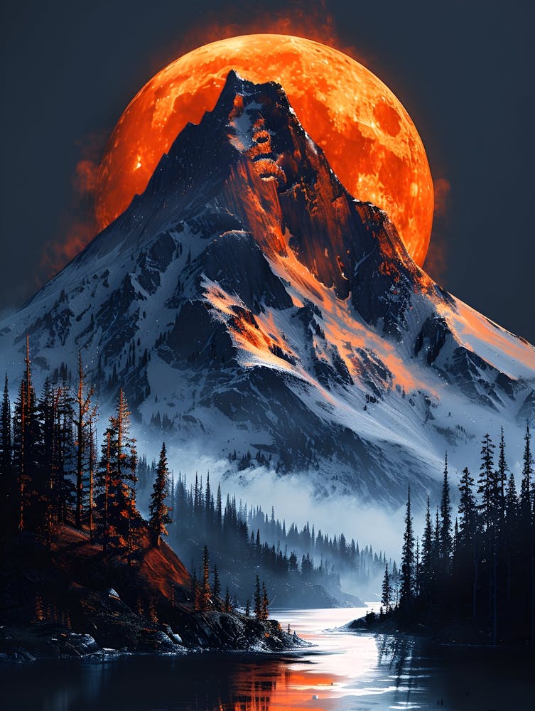 Full Moon Over Mountain