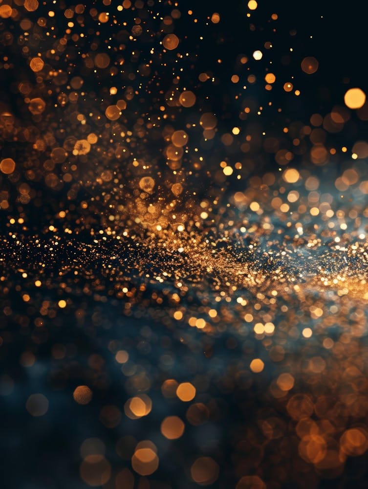 Abstract Gold Sparkles On Black Background