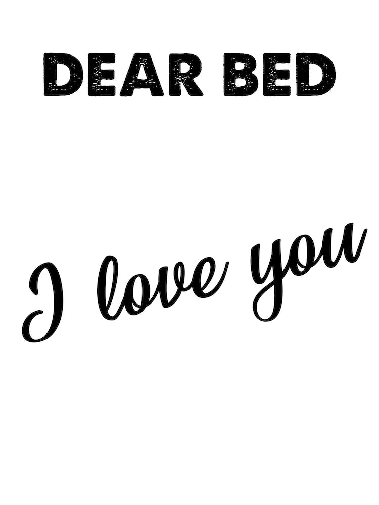 Liebes Bett ich liebe dich, Bett, Lustig, Zitat, Schlafzimmer, Trend, Wanddruck