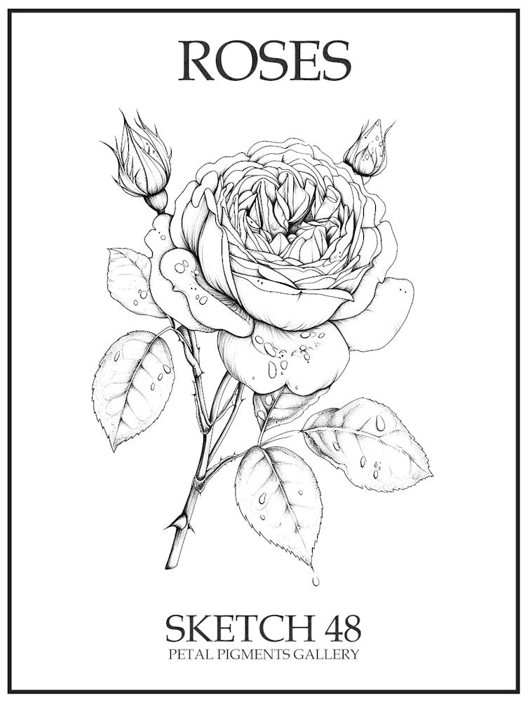 Roses Sketch 48 Poster