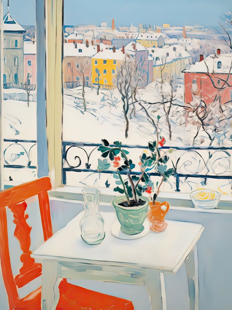 The Windowsill Of Vienna   Austria Snow Inspired By Matisse 1