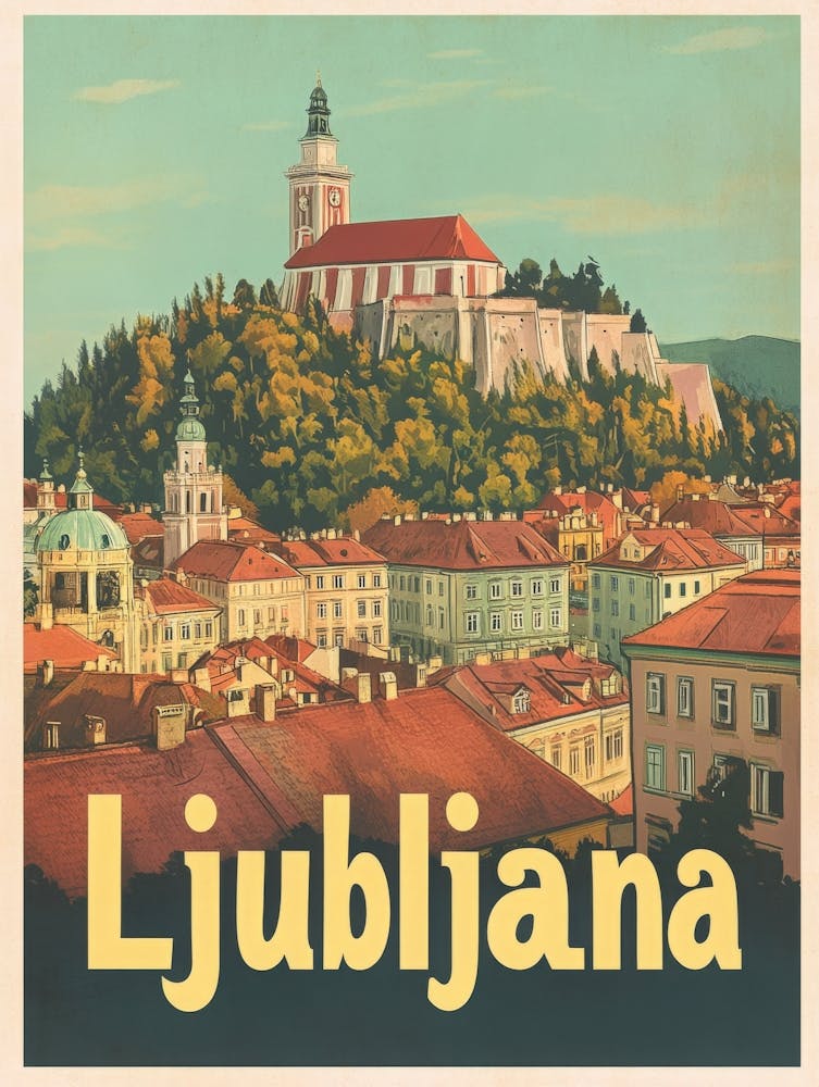 Aihrgdesign Ein Klassisches 1960er Reiseplakat Für Ljubljana