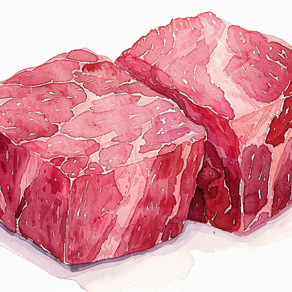 Watercolor Illustration Of Red Meat