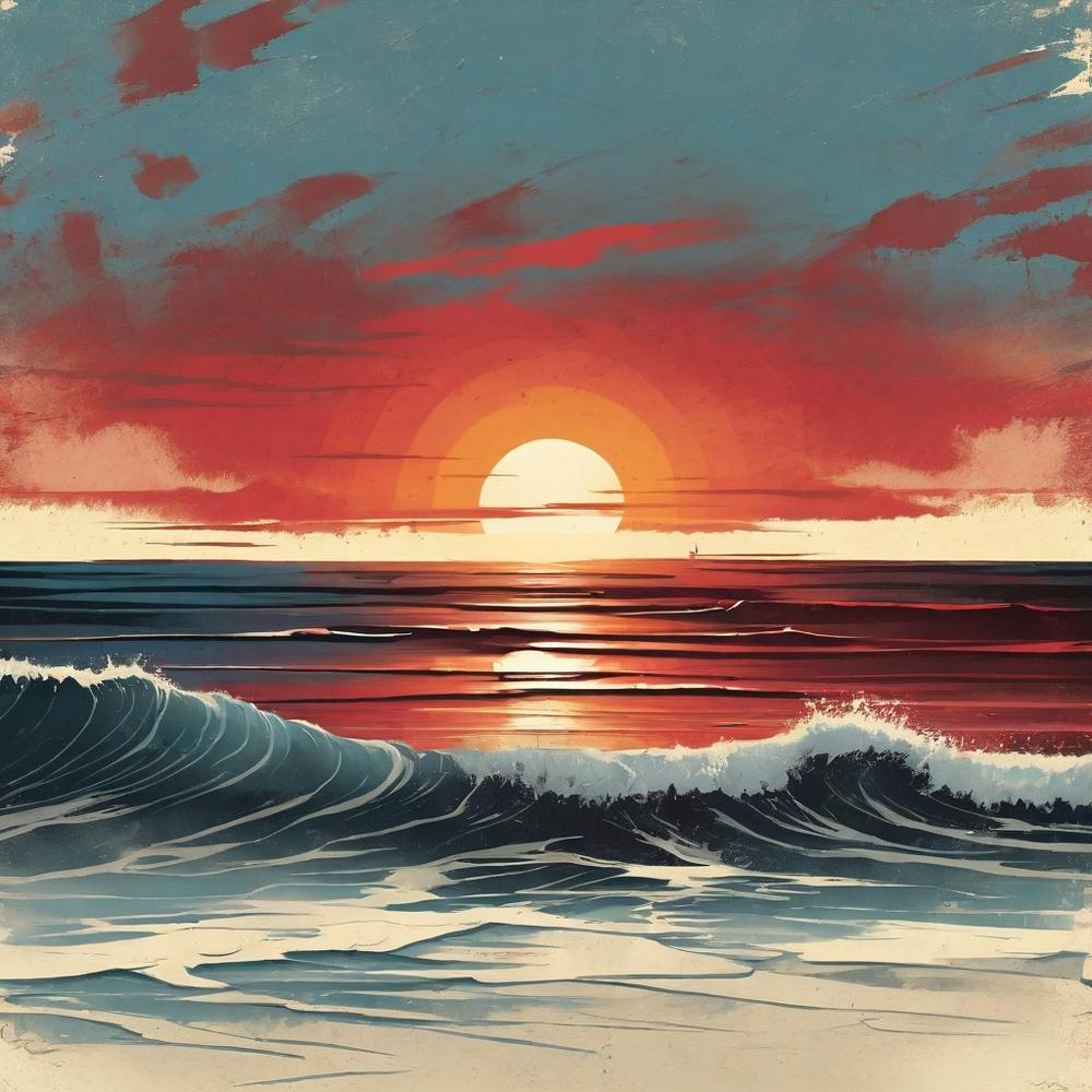 Sunset Over The Ocean Canvas Print