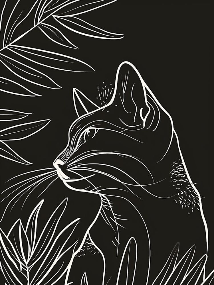 Japanese Bobtail Cat Minimalist Illustration 1