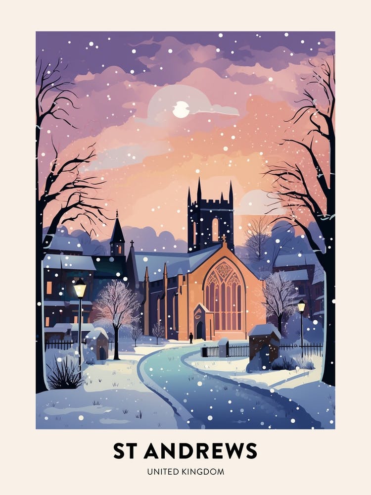 Winter Night  Travel Poster St Andrews United Kingdom 3