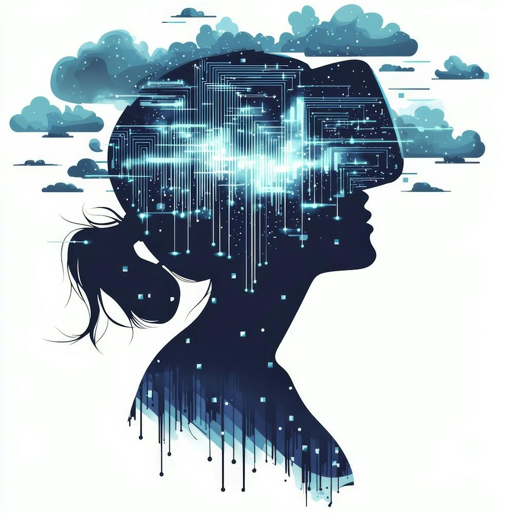 Woman In Vr Headset.Generated AI. Wall