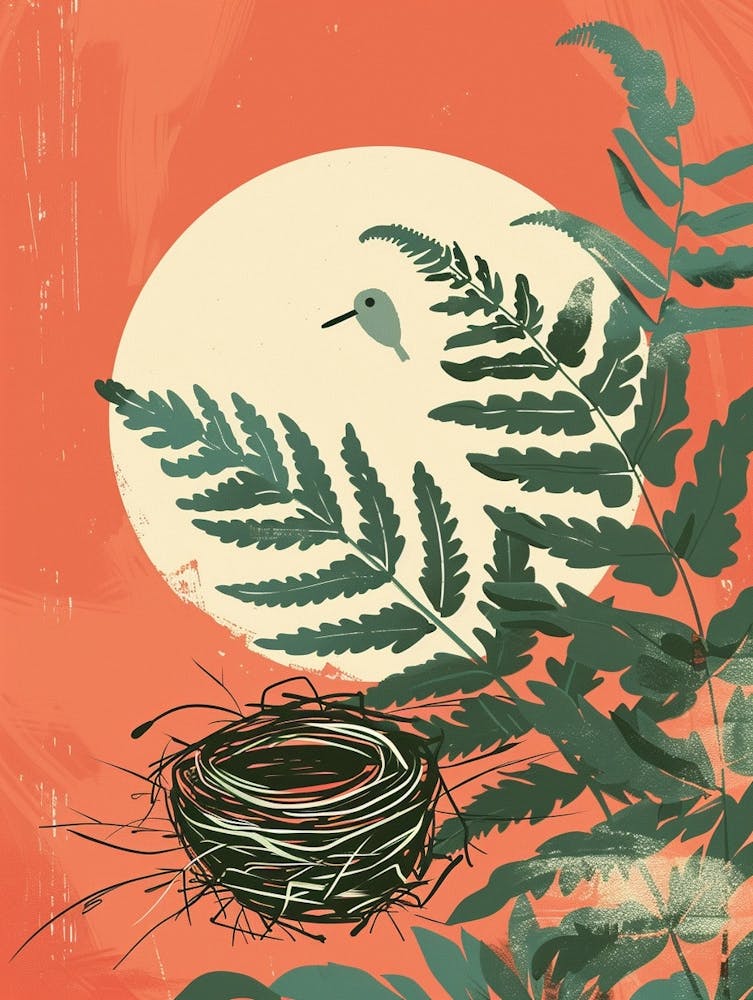 Nestfarn Pflanze Minimalistische Illustration 8