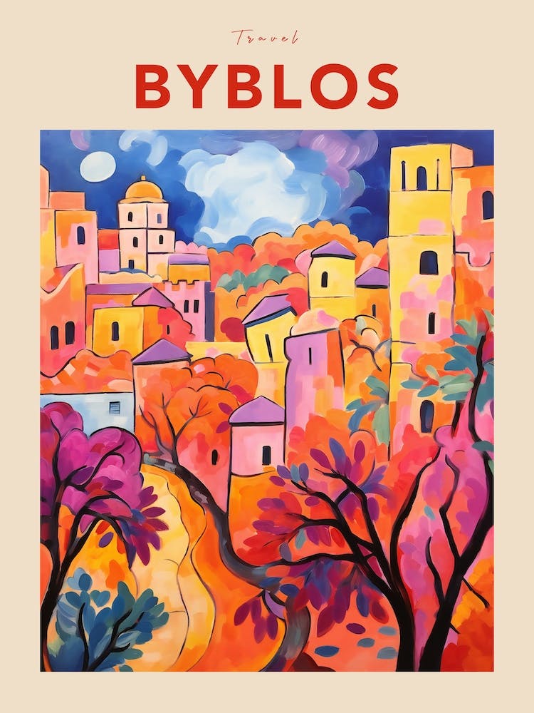 Byblos Lebanon 3 Fauvist Travel Poster