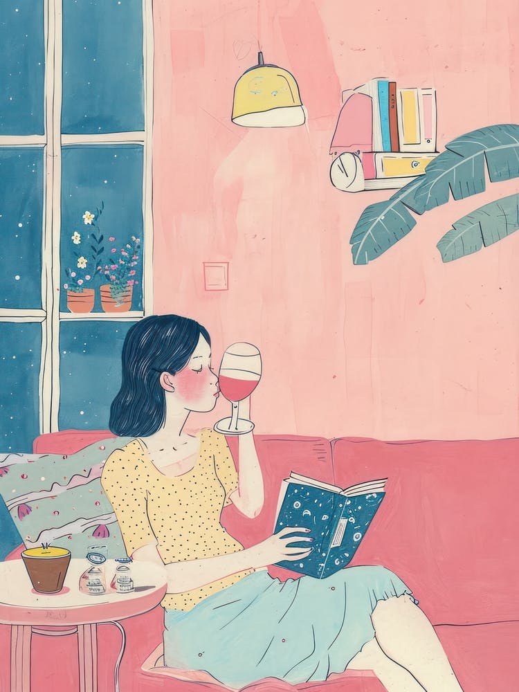 Girl Reading A Book Lo Fi Kawaii Illustration 8