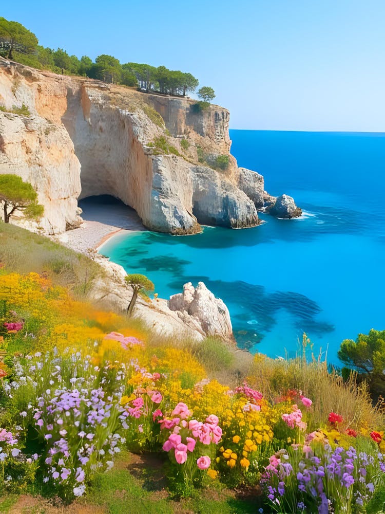 Colorful Flowers On The Beach