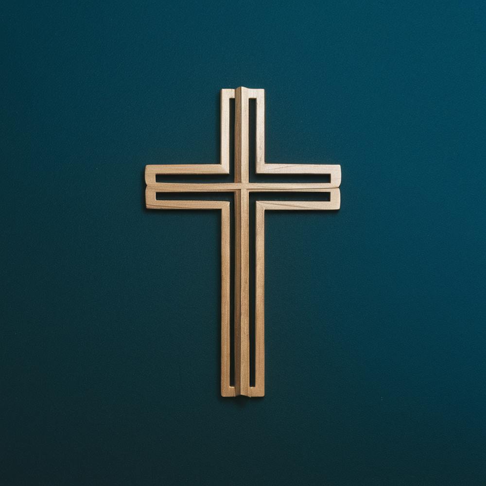 Cross On Blue Background