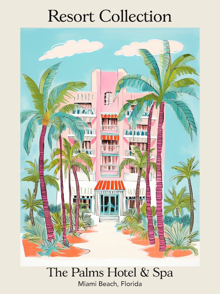Poster Of The Palms Hotel & Spa   Miami Beach, Florida   Resort Collection Storybook Illustration 3