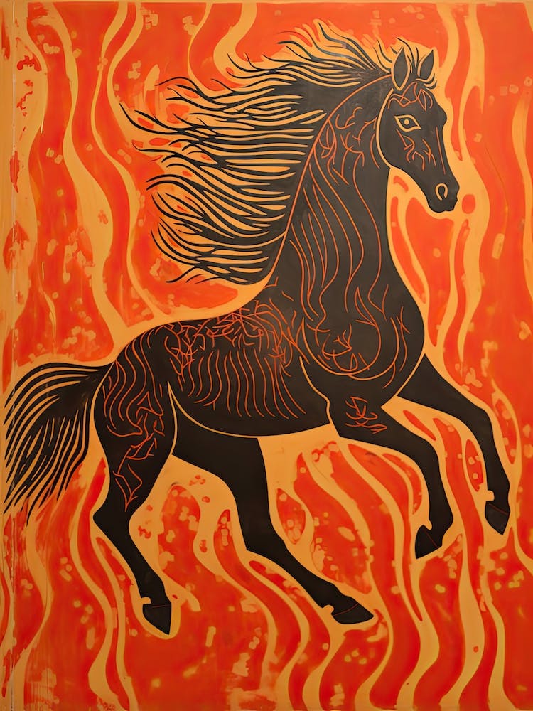 A Horse Painting In The Style Of Stenciling 2