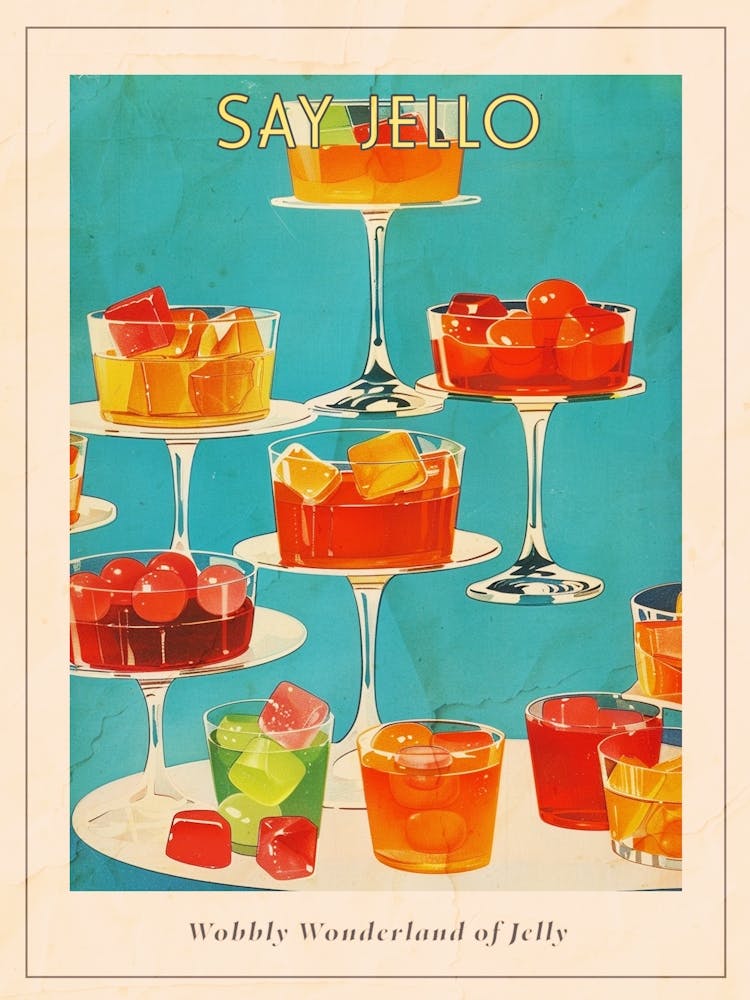 Retro Jelly Dessert Platter Illustration 2 Poster