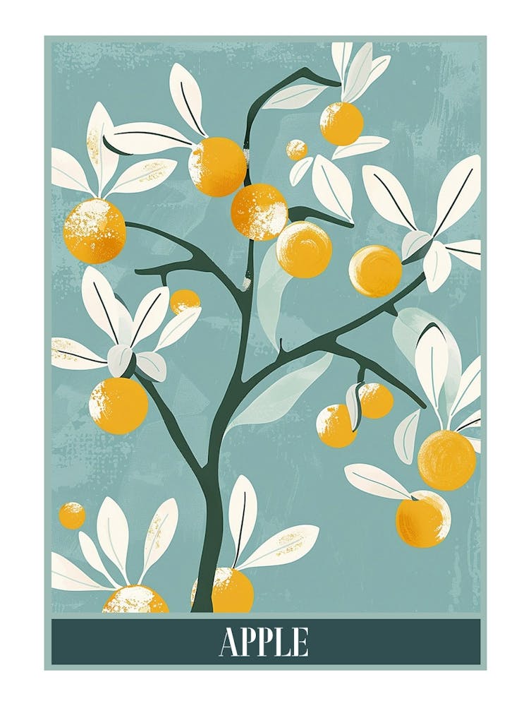 Apple Tree Flat Illustration 3 Poster