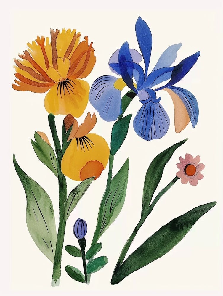 Painted Florals Iris 1