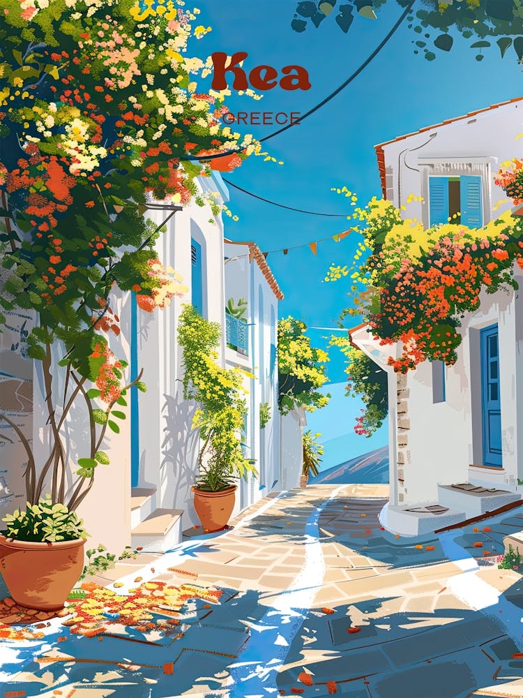Kéa Grèce Illustration de voyage d'été