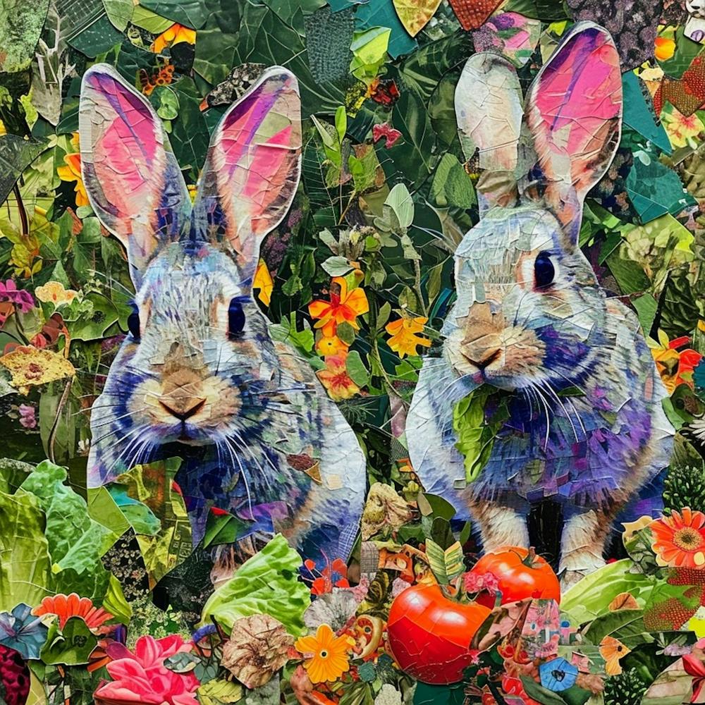 Lapins Grignotant des Légumes Collage 3