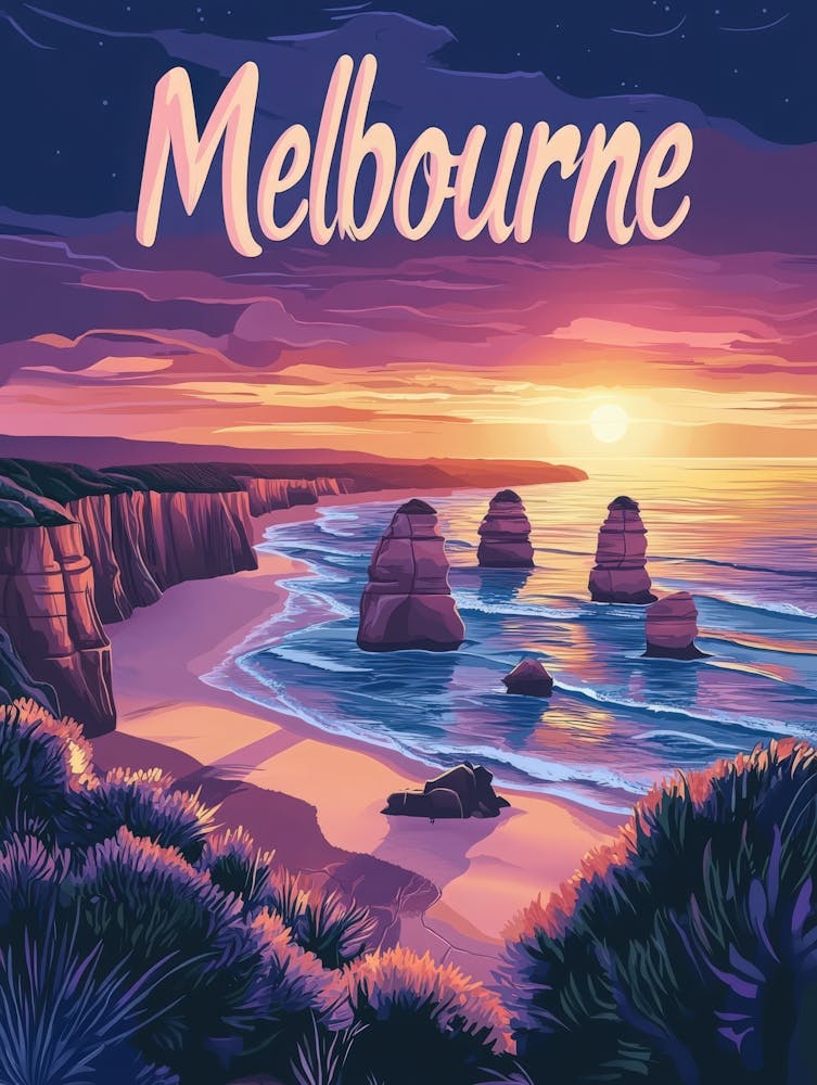 Aihrgdesign A Mid Century Modern Travel Poster For Melbourne 3