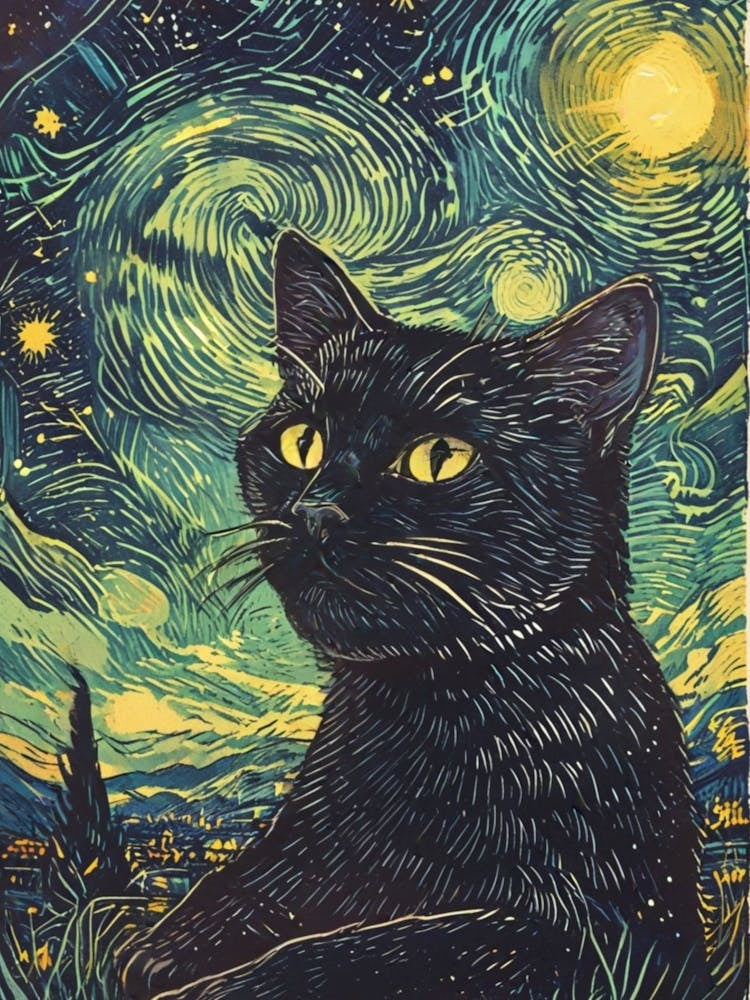 Starry Night Cat