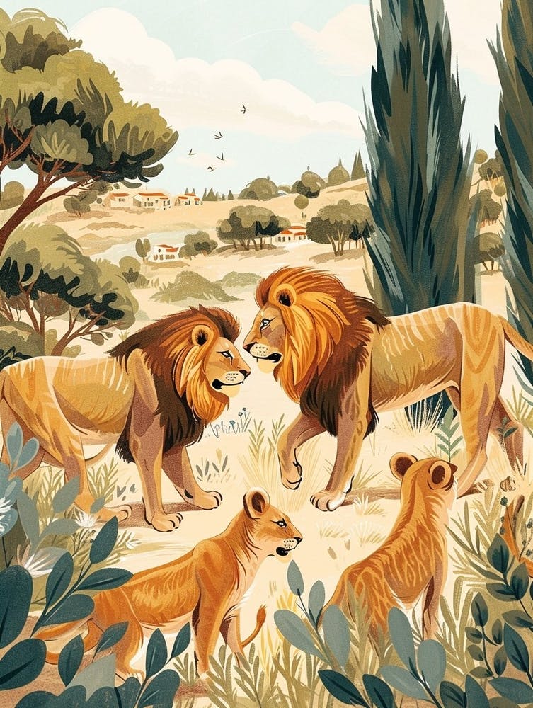 Barbary Lion Interaction Illustration 3