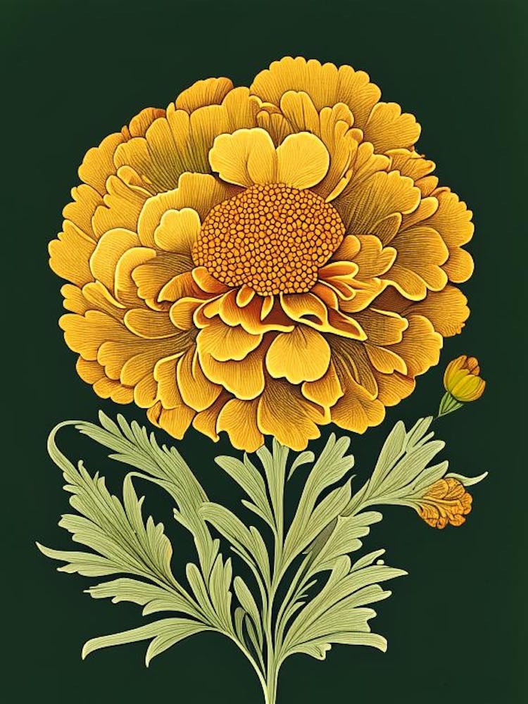 Marigold Wildflower Vintage Botanical 1