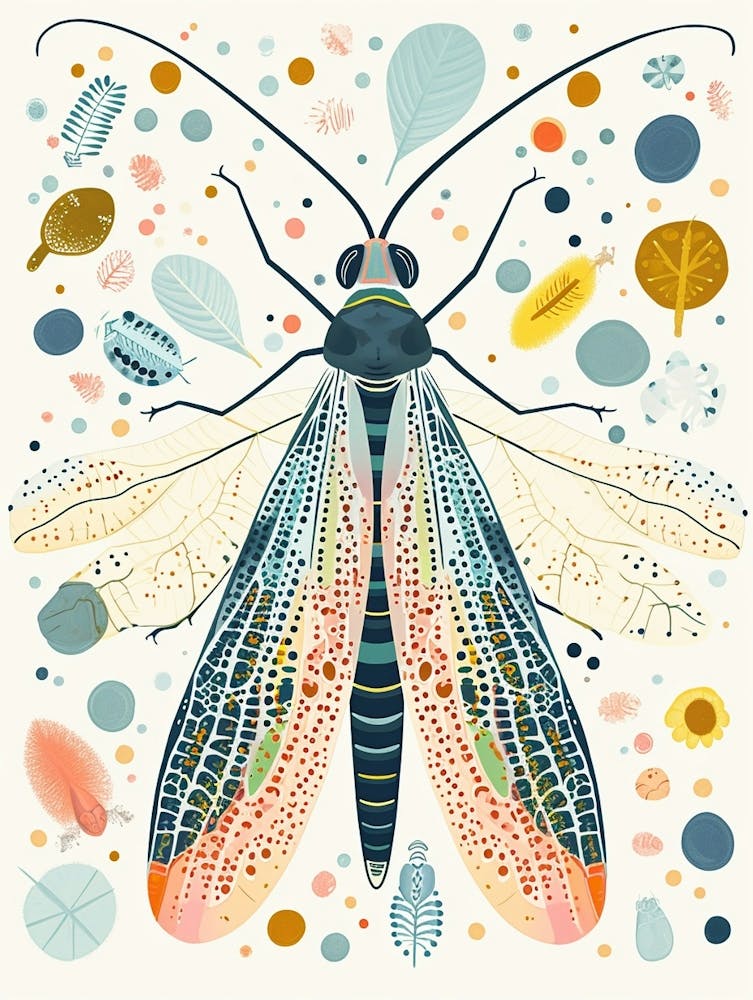 Colourful Insect Illustration Lacewing 14