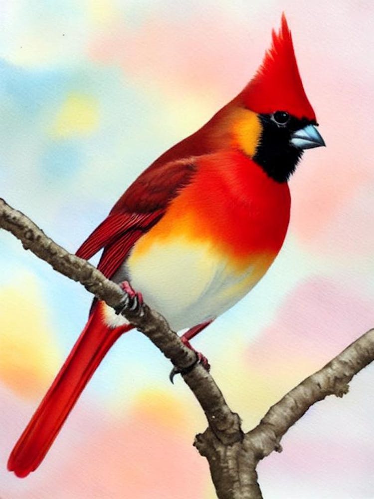 Cardinal Watercolour Bird