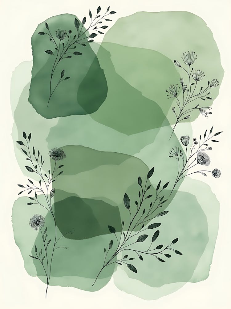 Abstract Botanical Sage Flow