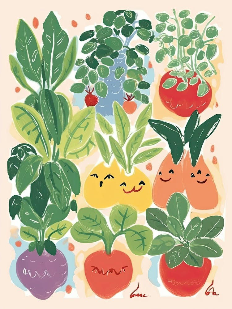 Cute Kawaii Group Of Vegetables 1