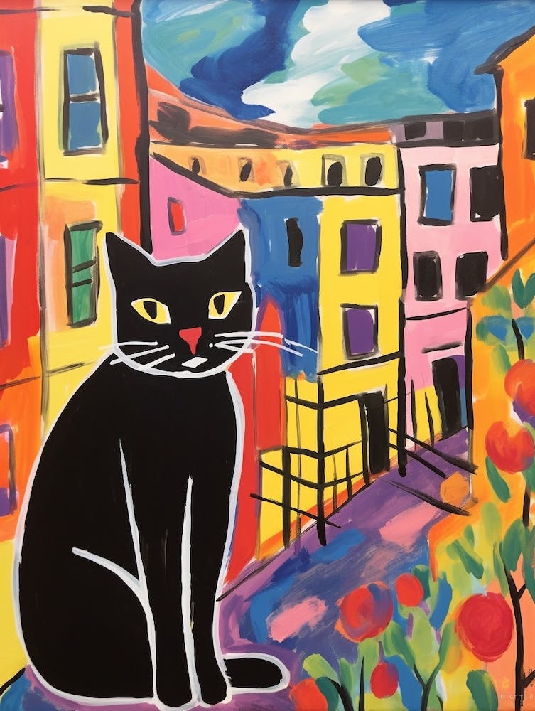 Painting Of A Cat In Milan Italy