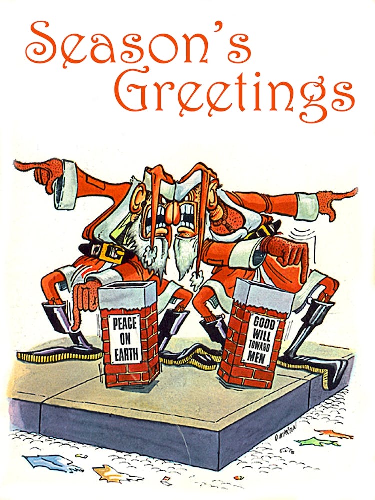 Two Angry Santa Clauses And Christmas Wishes, Funny Holiday Poster
