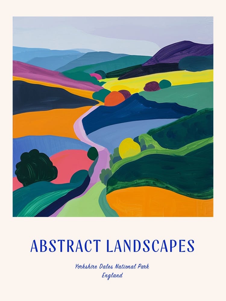 Colourful Abstract Yorkshire Dales National Park England 2 Poster Blue