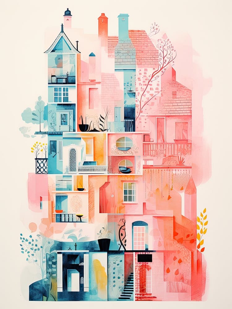 A House In Paris, Abstract Risograph Style 3