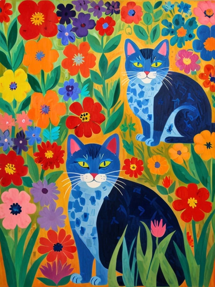 Blue Cats In The Garden
