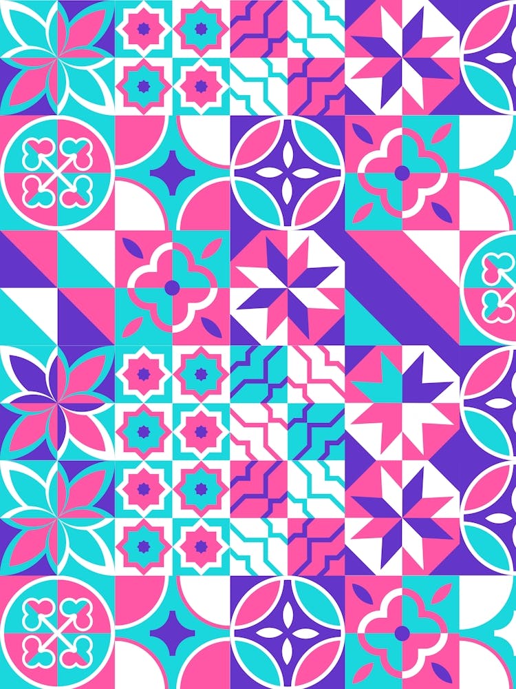 Abstract Pattern - Bauhaus Azulejo geometric pattern, mosaic #7