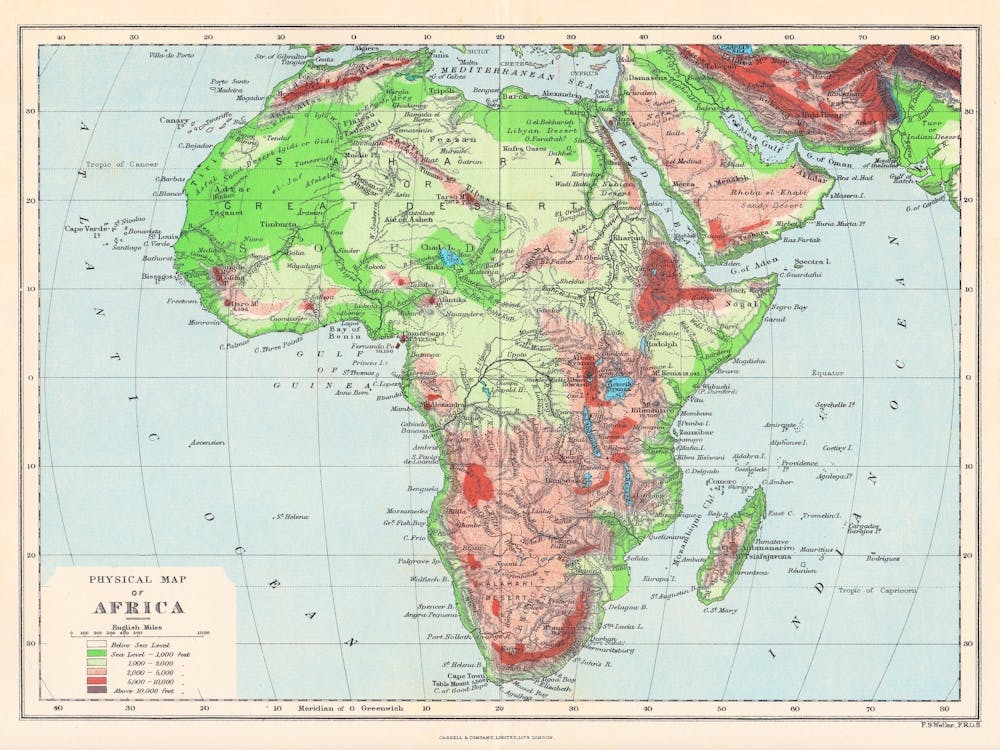 Africa Map — retro map, vintage map print