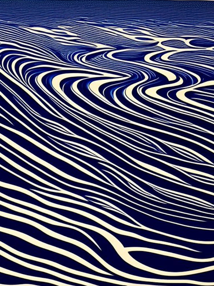 Water Ripples Waterscape Linocut 1