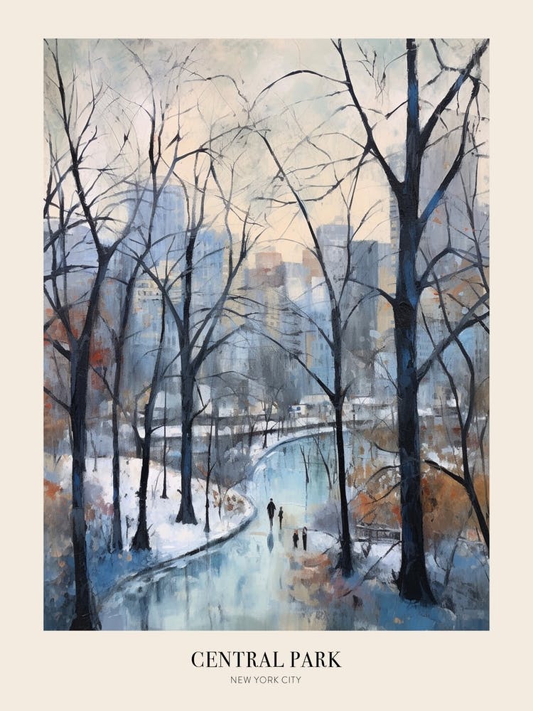 Winter City Park Poster Central Park New York City 3