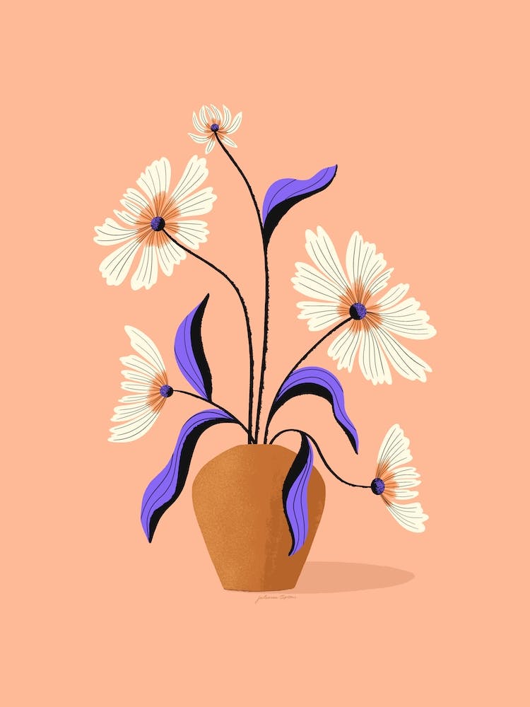 Lebendige Lila Und Weiße Blumenvase