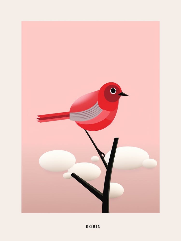 Minimalist Robin 5 Bird Poster