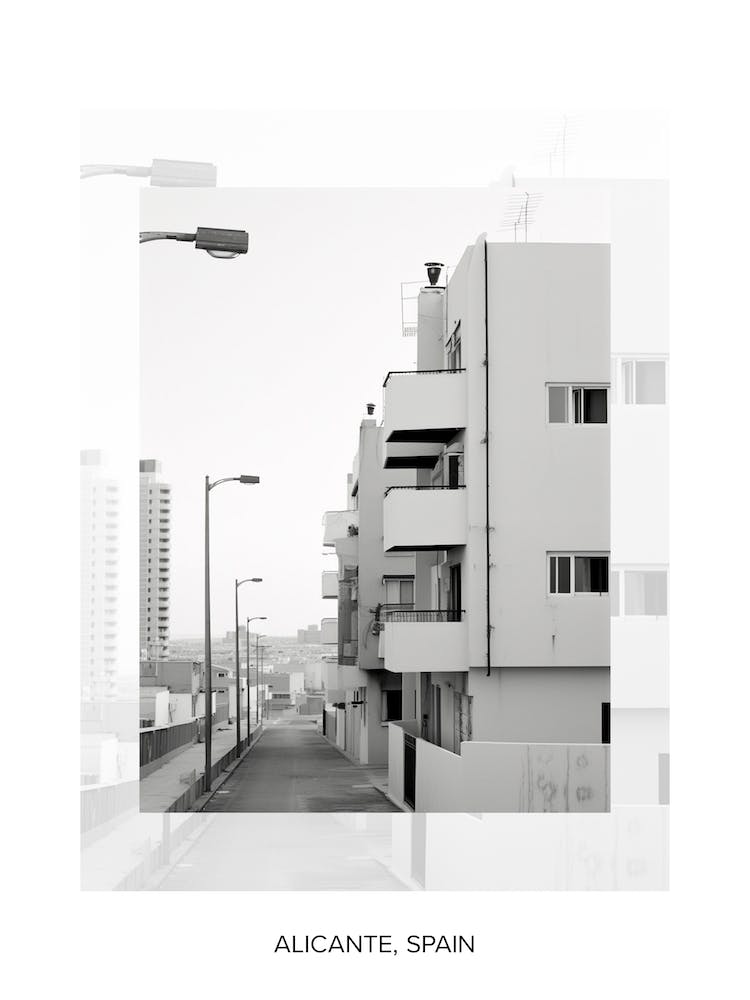 Poster Of Alicante, Spain, Black And White Old Photo 3