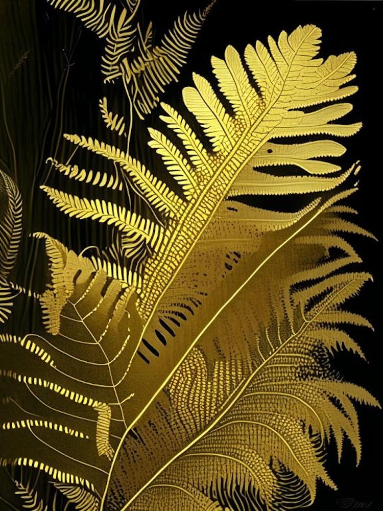 Golden Leather Fern Rousseau Inspired