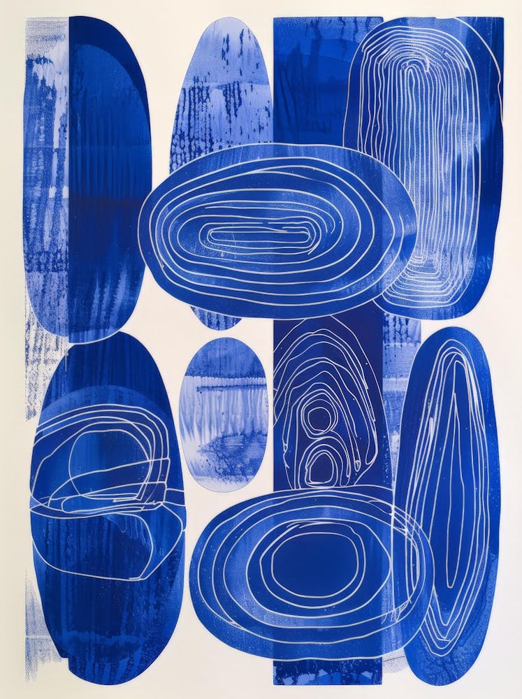Blue Linocut
