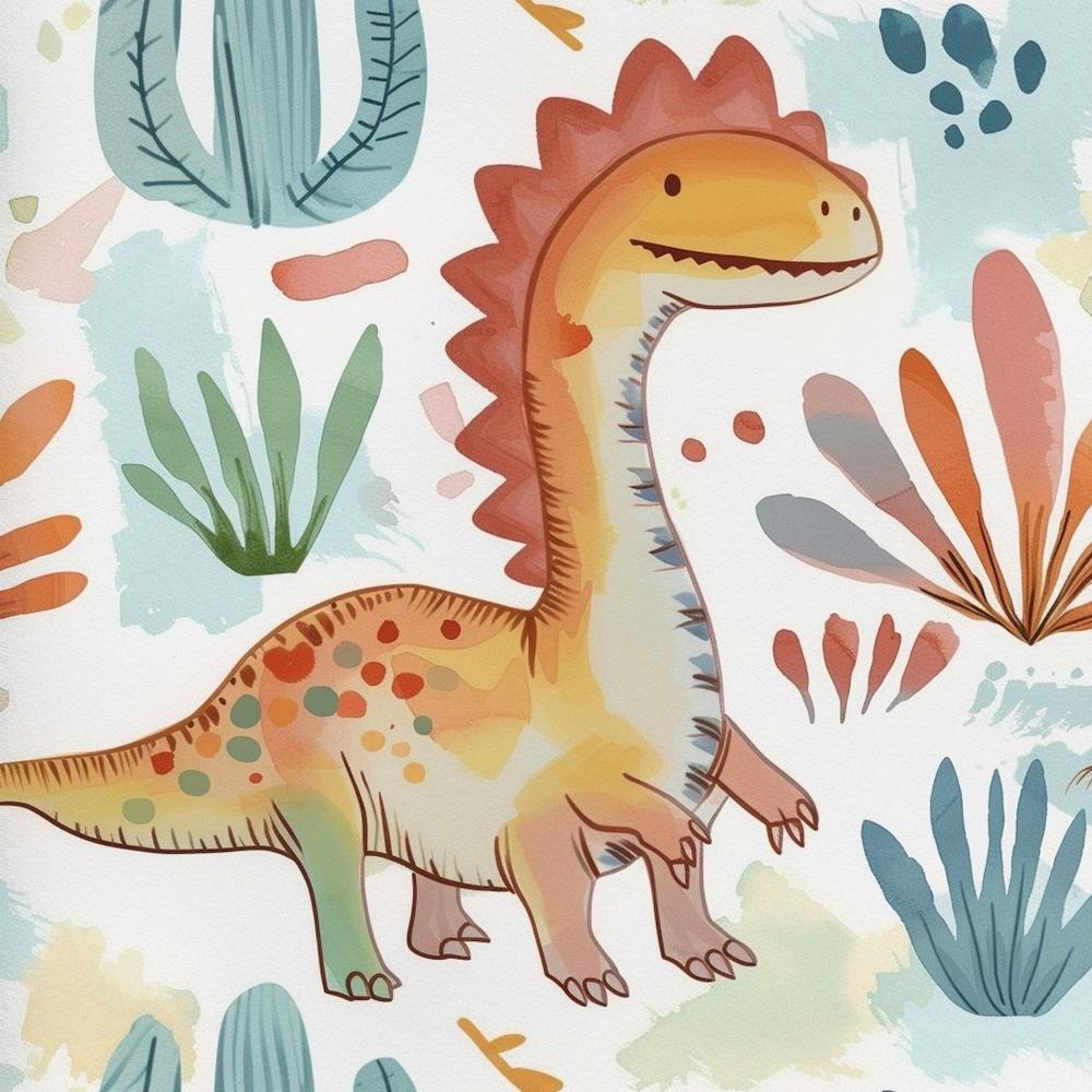 Cute Spinosaurus Dinosaur Watercolour Style 1